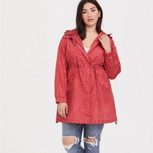Torrid red polka dot nylon rain jacket size 2X ☔️